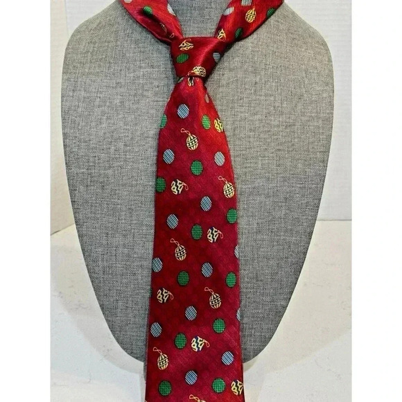 Men's Necktie Red Holiday Classic Christmas Neck Tie Ornaments Traditional - Picture 1 of 6